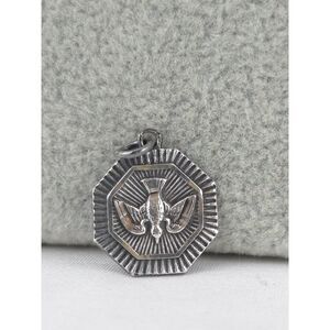 Vintage Chapel Sterling Religious Dove Pendant "Holy Spirit Enlighten Me" Medal